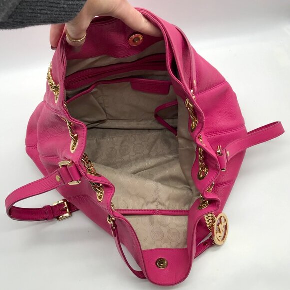 Michael Kors Pink Pebbled Leather Jet Set Chain Link Shoulder Bag - Picture 10 of 10